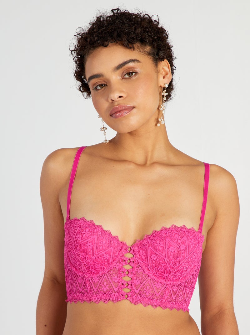 Bustier Lingerie Dentelle Rose - Taille 85B, Armature Balconnet, Neuf Sans Étiquettes