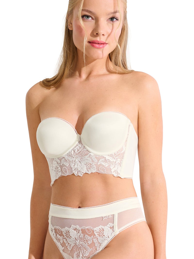 Soutien-gorge bustier balconnet préformé eminence mariage Ecru - Kiabi