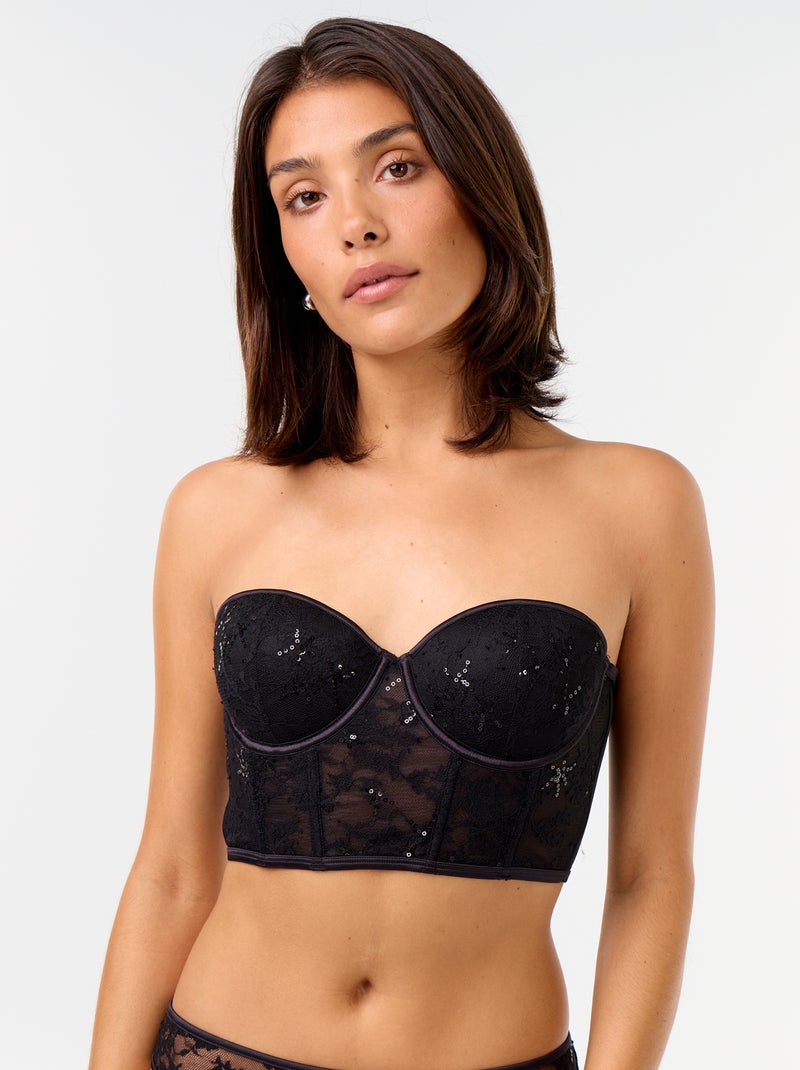 Soutien-gorge bustier en sequins Noir - Kiabi