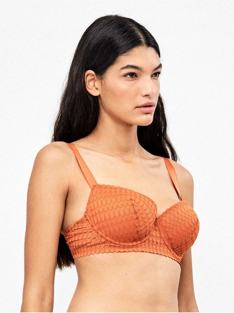 Soutien-gorge capacité de dentelle géométrique Terracotta - Kiabi