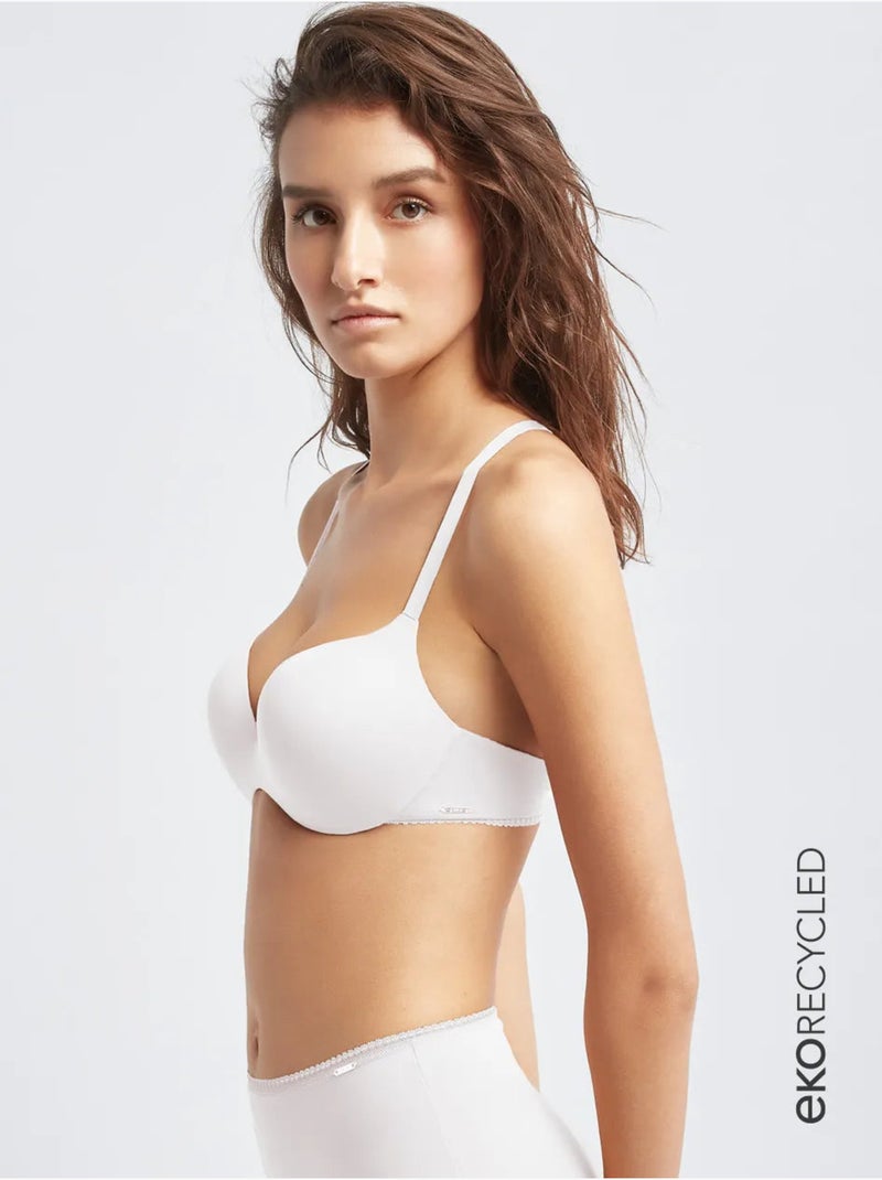 Soutien-gorge classique à bonnets continus en microfibre recyclée Blanc - Kiabi
