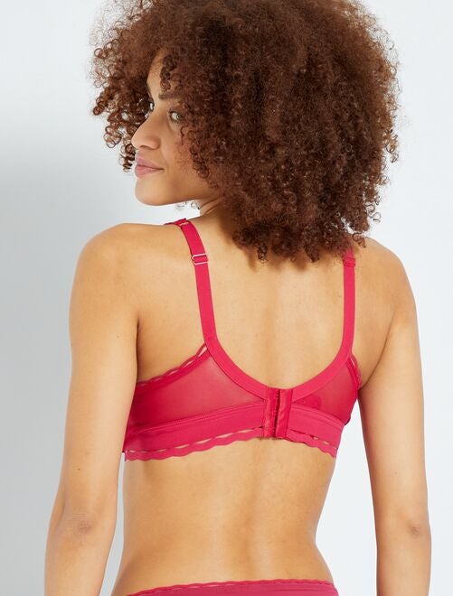 Soutien-Gorge Playtex Armatures Cœur Croisé - Dentelle Florale, Coton Bio - Maintien Optimal - Femme