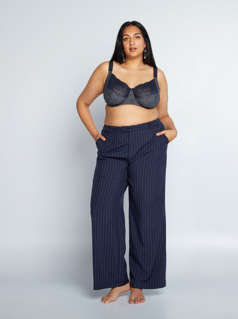 Soutien-gorge corbeille bi-matière Bleu imprimé - Kiabi