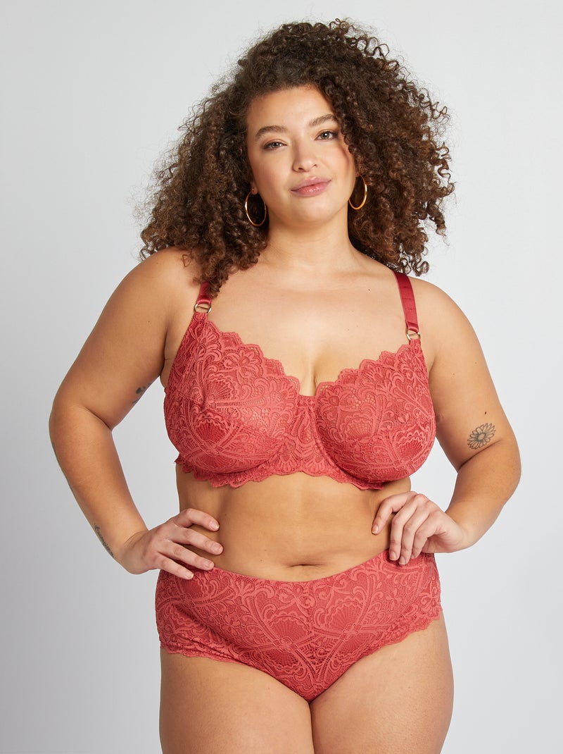 Soutien-gorge corbeille emboîtant en dentelle Rose - Kiabi