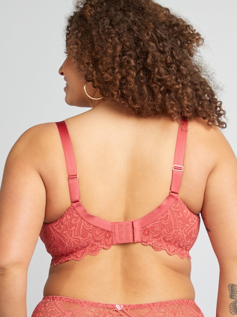Soutien-gorge corbeille emboîtant en dentelle Rose - Kiabi