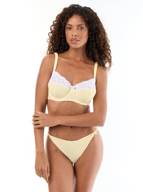 Soutien-gorge corbeille emboîtant rayé avec dentelle - Kiabi