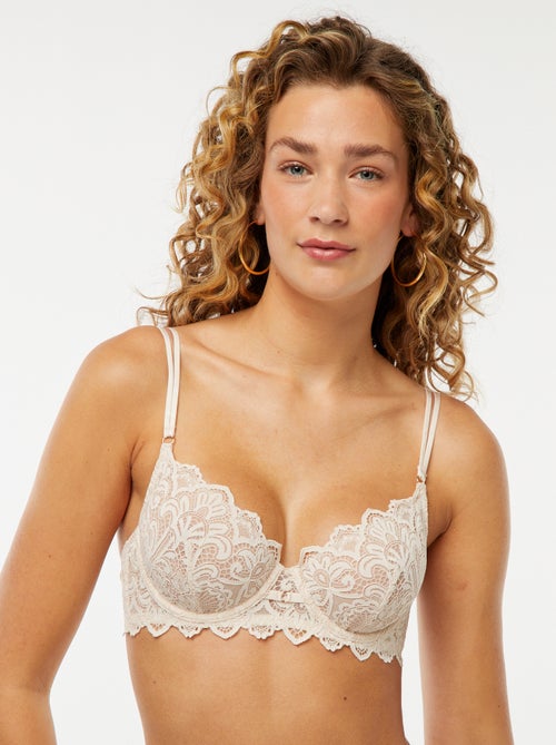 Soutien-gorge corbeille en dentelle avec bijou fantaisie - Kiabi