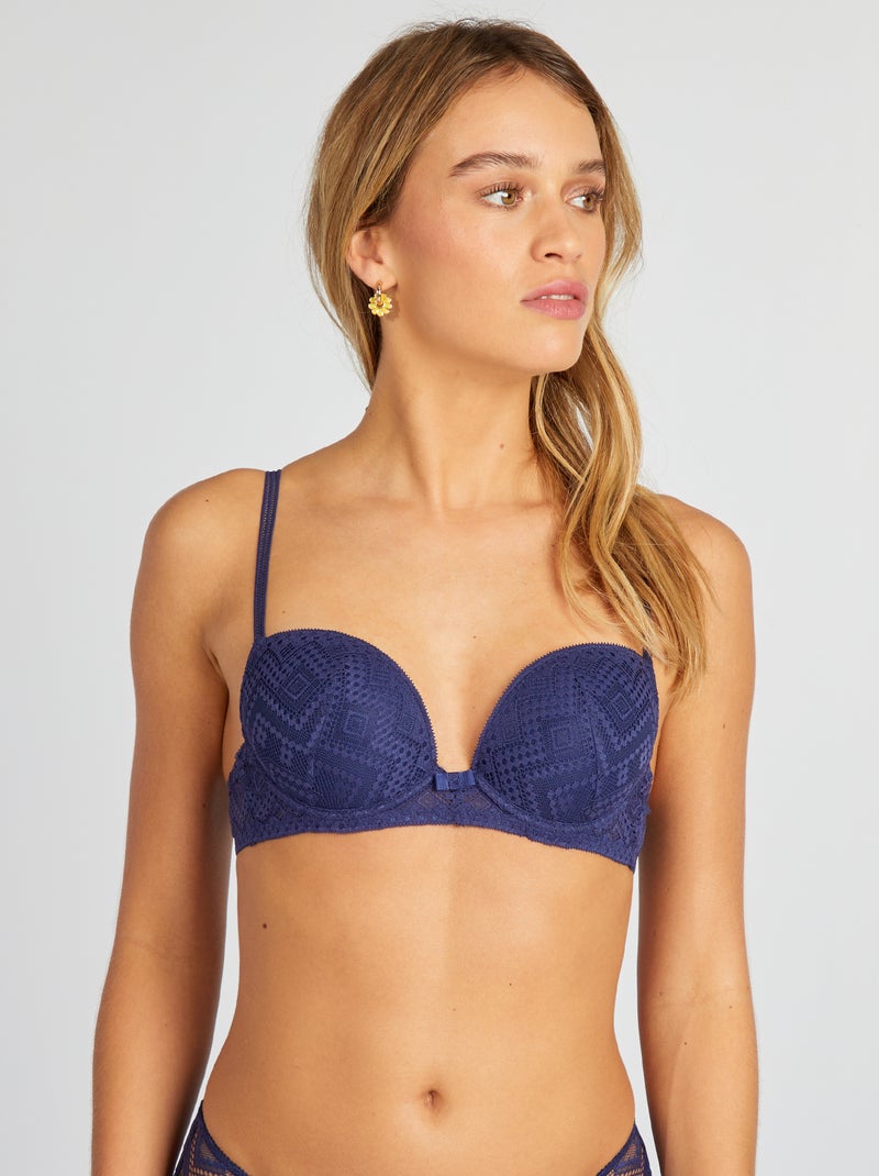 Soutien-gorge corbeille en dentelle Bleu marine - Kiabi