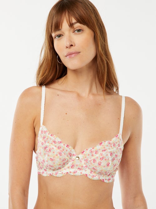 Soutien-gorge corbeille en dentelle fleurie - Kiabi