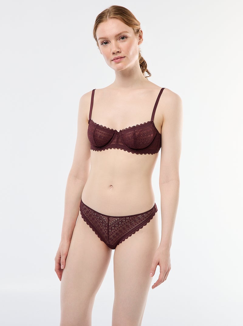 Soutien-gorge corbeille en dentelle Marron - Kiabi