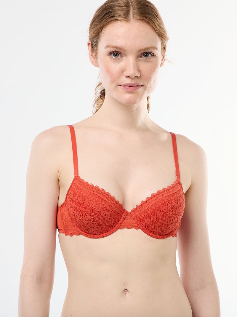 Soutien-gorge corbeille en dentelle Orange - Kiabi