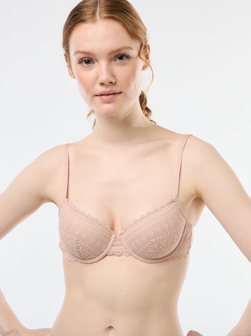 Soutien-gorge corbeille en dentelle Rose - Kiabi