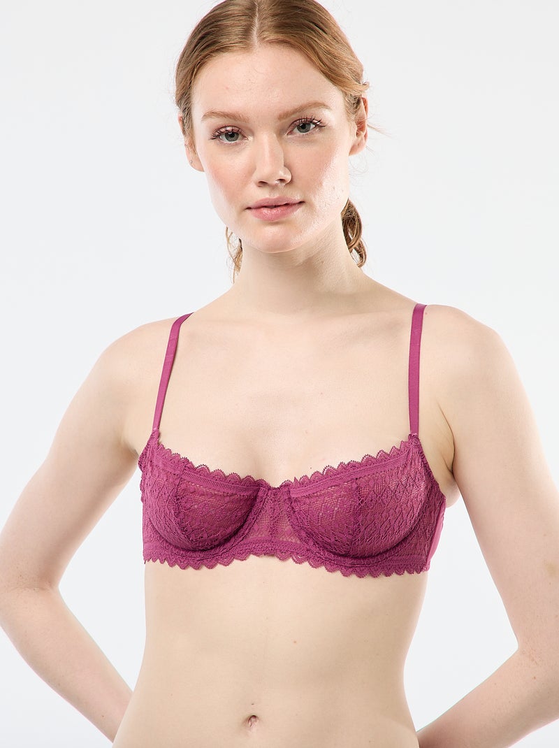Soutien-gorge corbeille en dentelle Rose - Kiabi