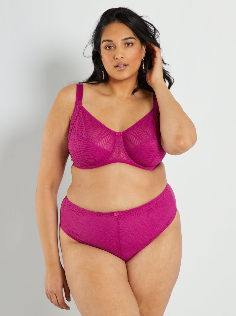 Soutien-gorge corbeille en dentelle rose - Kiabi
