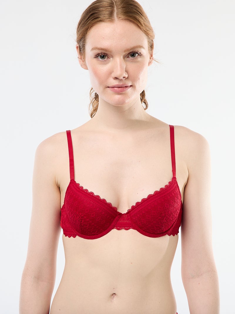 Soutien-gorge corbeille en dentelle Rouge - Kiabi