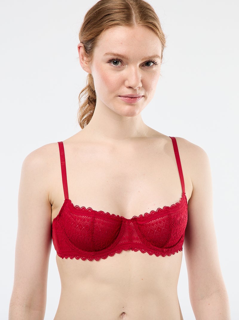Soutien-gorge corbeille en dentelle Rouge - Kiabi