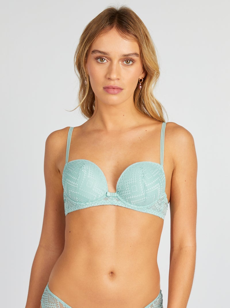 Soutien-gorge corbeille en dentelle Vert d'eau - Kiabi