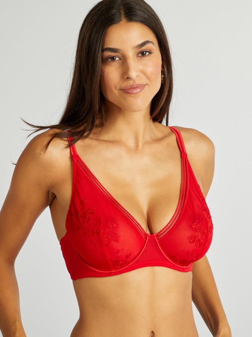 Soutien-gorge corbeille en mesh brodé - Kiabi