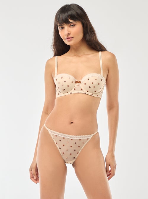 Soutien-gorge corbeille en tulle fleuri - Kiabi