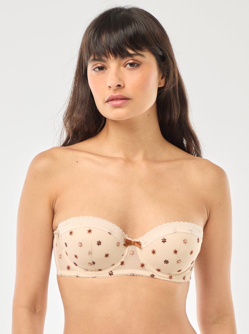 Soutien-gorge corbeille en tulle fleuri - Kiabi