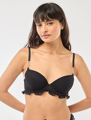 Soutien-gorge corbeille en tulle rayé