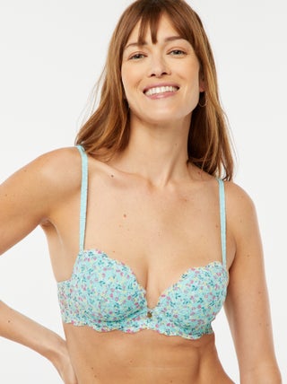 Soutien-gorge corbeille plongeant imprimé fleuri