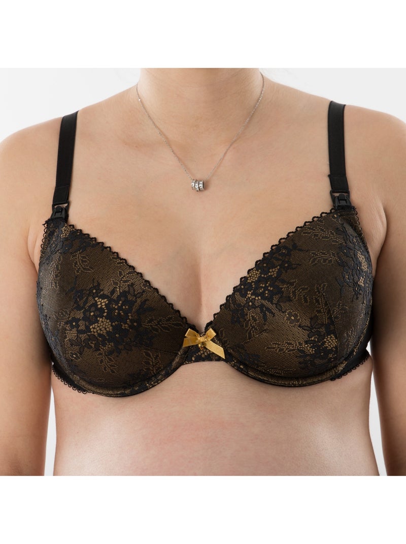 Soutien-gorge d'allaitement armatures souples nicole 'bogema' Noir Beige - Kiabi