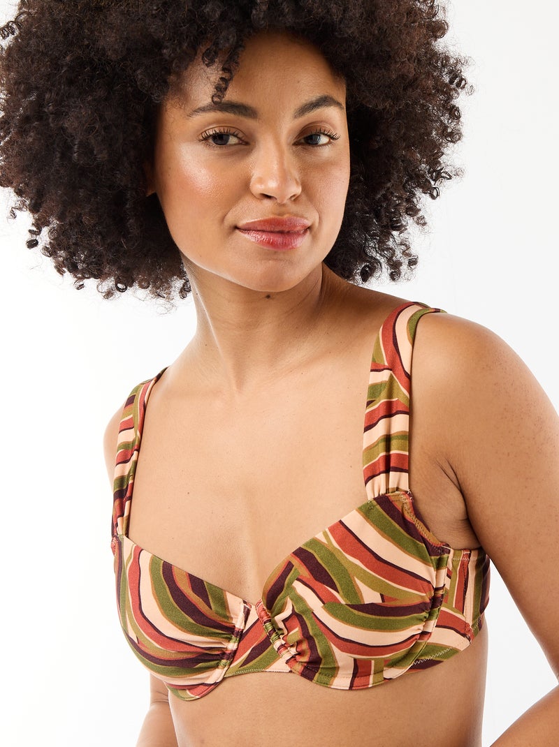 Soutien-gorge de bain en microfibre imprimée Beige - Kiabi