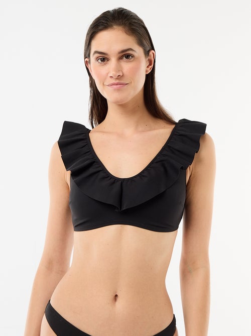 Soutien-gorge de bain volanté en microfibre souple - Kiabi