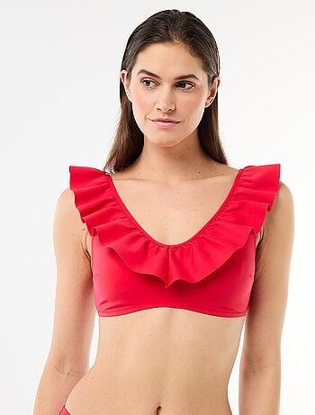 Soutien-gorge de bain volanté en microfibre souple