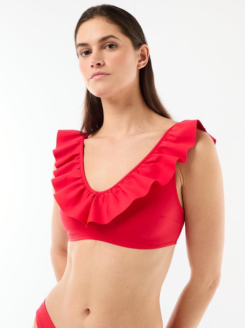 Soutien-gorge de bain volanté en microfibre souple - Kiabi