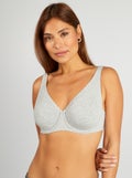 Soutien-gorge D&E en coton Gris chiné - Kiabi