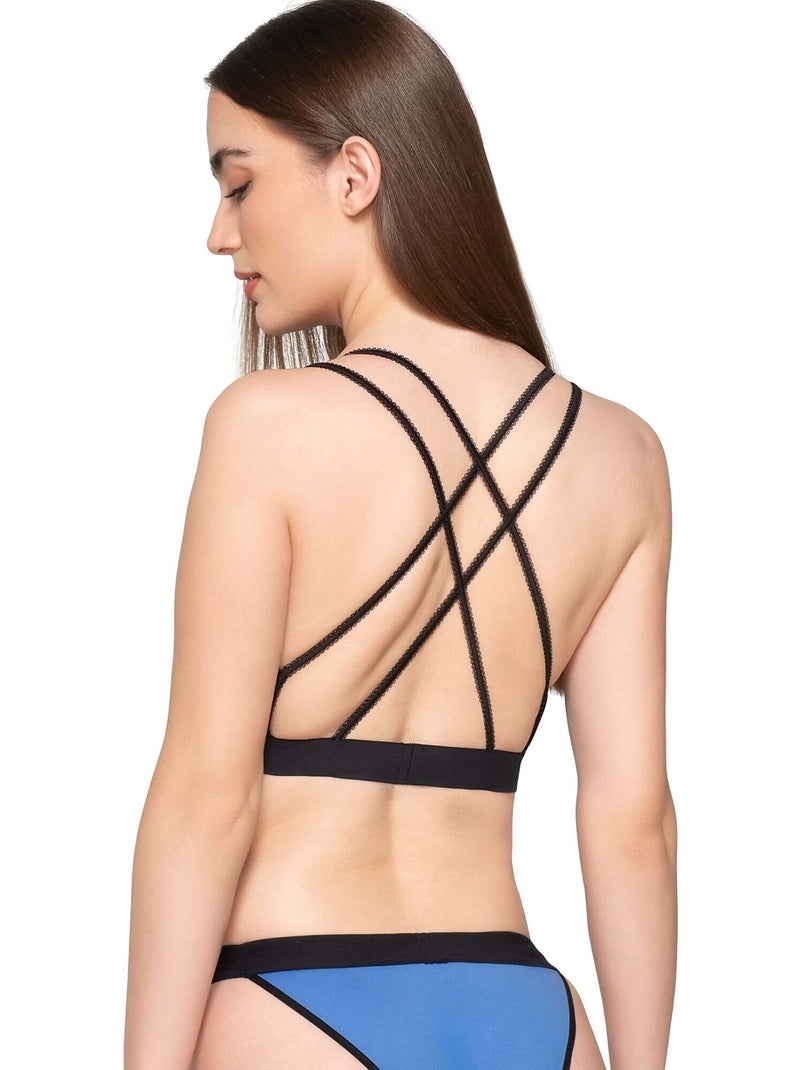 Soutien-gorge de sport brassière dos croisé splendid Bleu - Kiabi