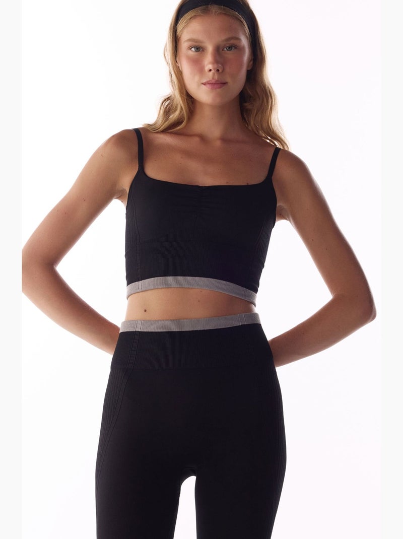 Soutien-gorge de sport rayé sans coutures penti Noir - Kiabi