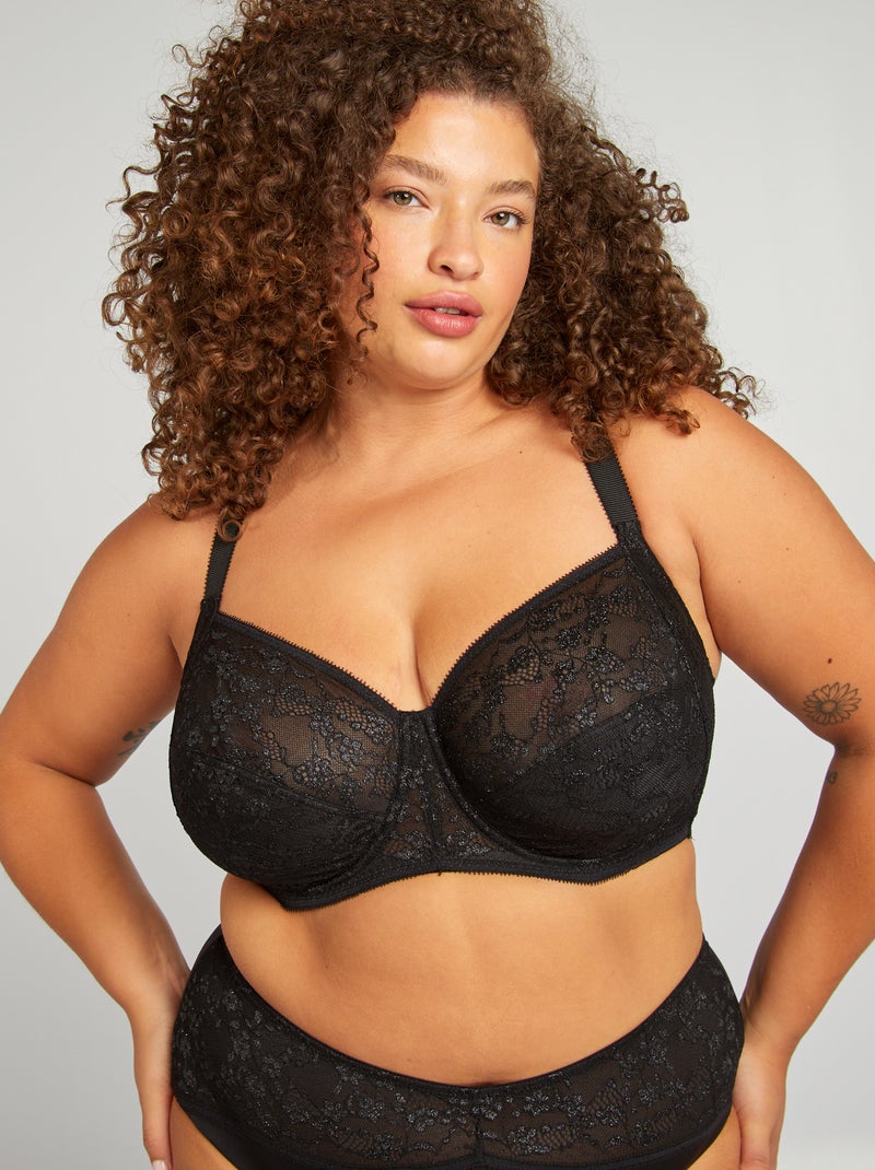 Soutien-gorge dentelle dos nageur noir - Kiabi