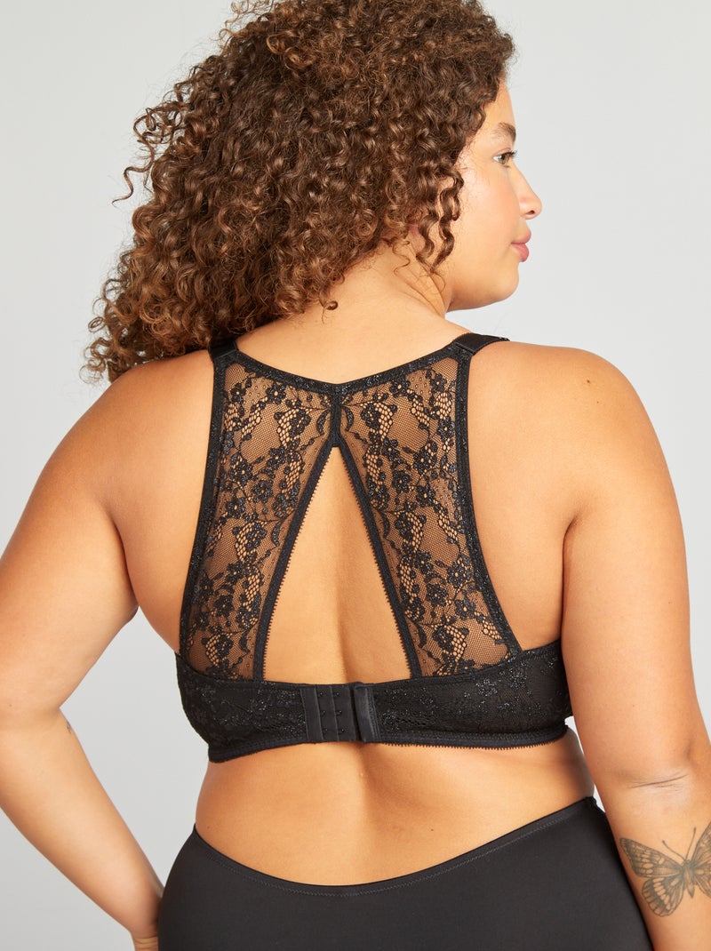 Soutien-gorge dentelle dos nageur noir - Kiabi