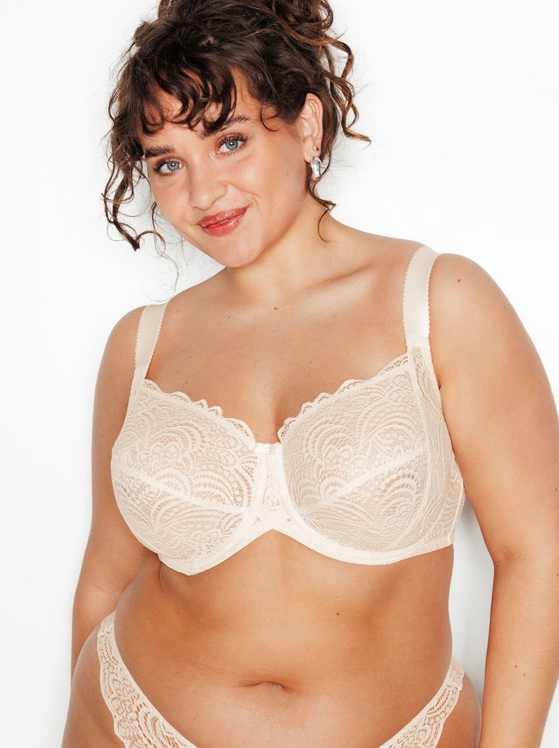 Soutien-gorge emboitant dentelle dentelle - rougegorge lingerie Ecru - Kiabi