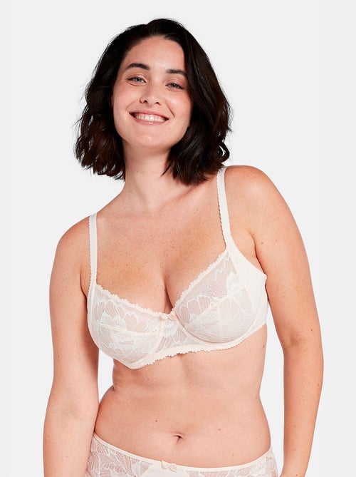 Soutien-gorge emboîtant en dentelle à fleurs 'Sans complexe' - Kiabi