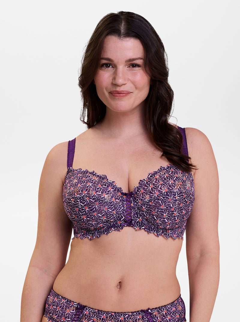 Soutien-gorge emboitant en dentelle avec armatures Arum 'Sans Complexe' Violet - Kiabi