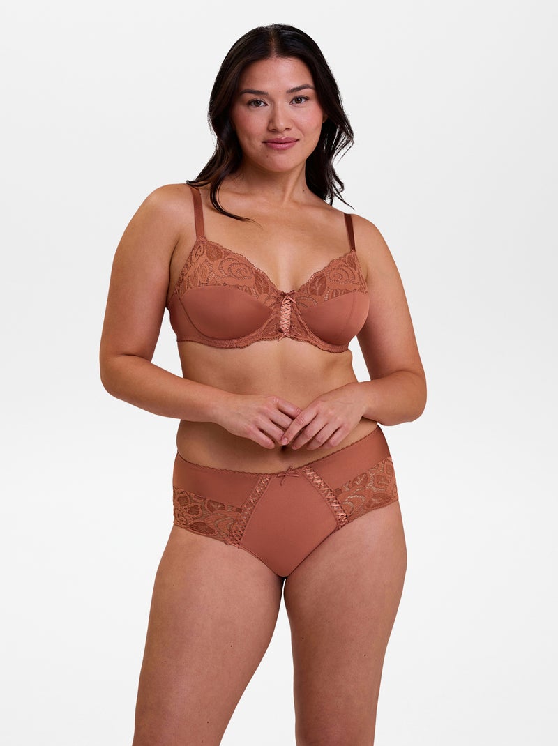 Soutien-gorge emboitant en dentelle avec armatures 'Wolf lingerie' Orange - Kiabi