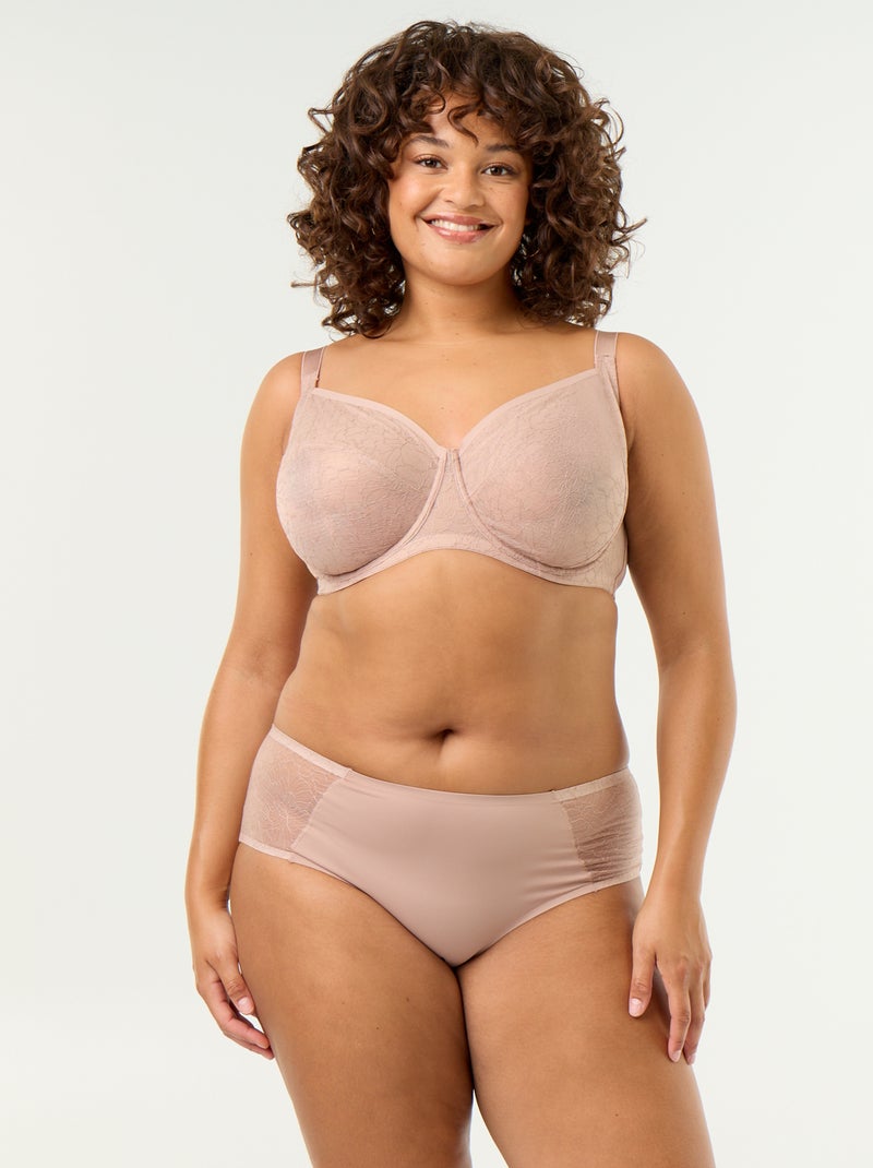 Soutien-gorge emboitant en dentelle Beige - Kiabi