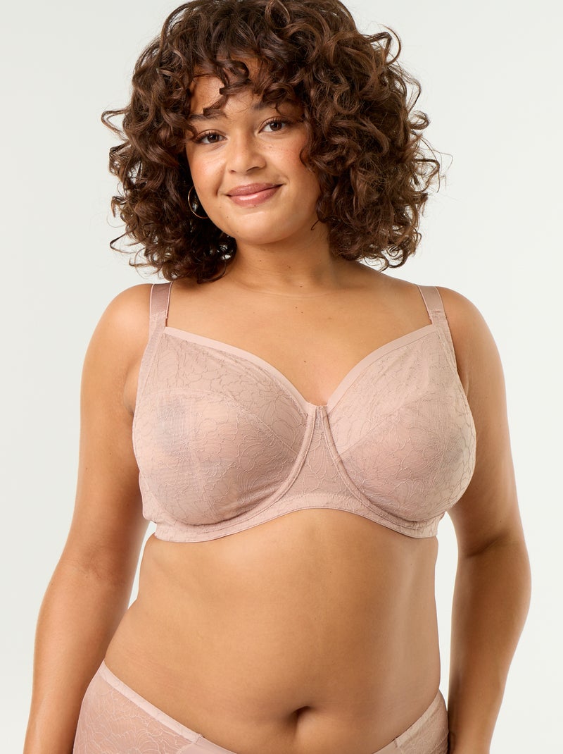 Soutien-gorge emboitant en dentelle Beige - Kiabi
