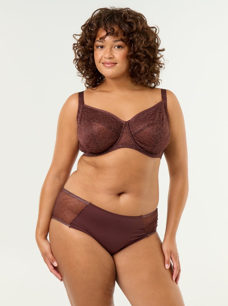 Soutien-gorge emboitant en dentelle Marron - Kiabi