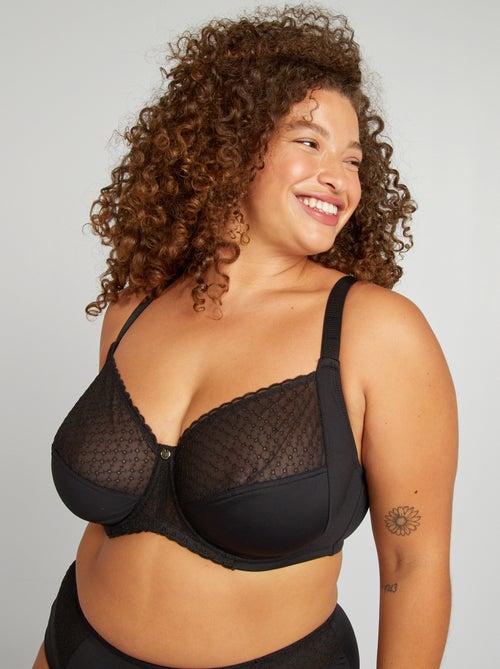 Soutien-gorge emboitant non paddé avec tulle - Kiabi