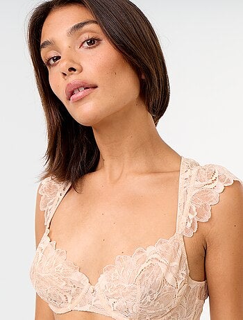 Soutien-gorge en dentelle avec bretelles volantées