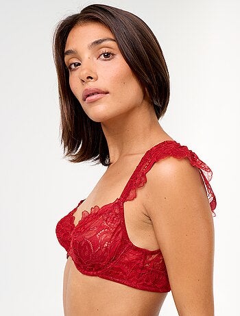 Soutien-gorge en dentelle avec bretelles volantées