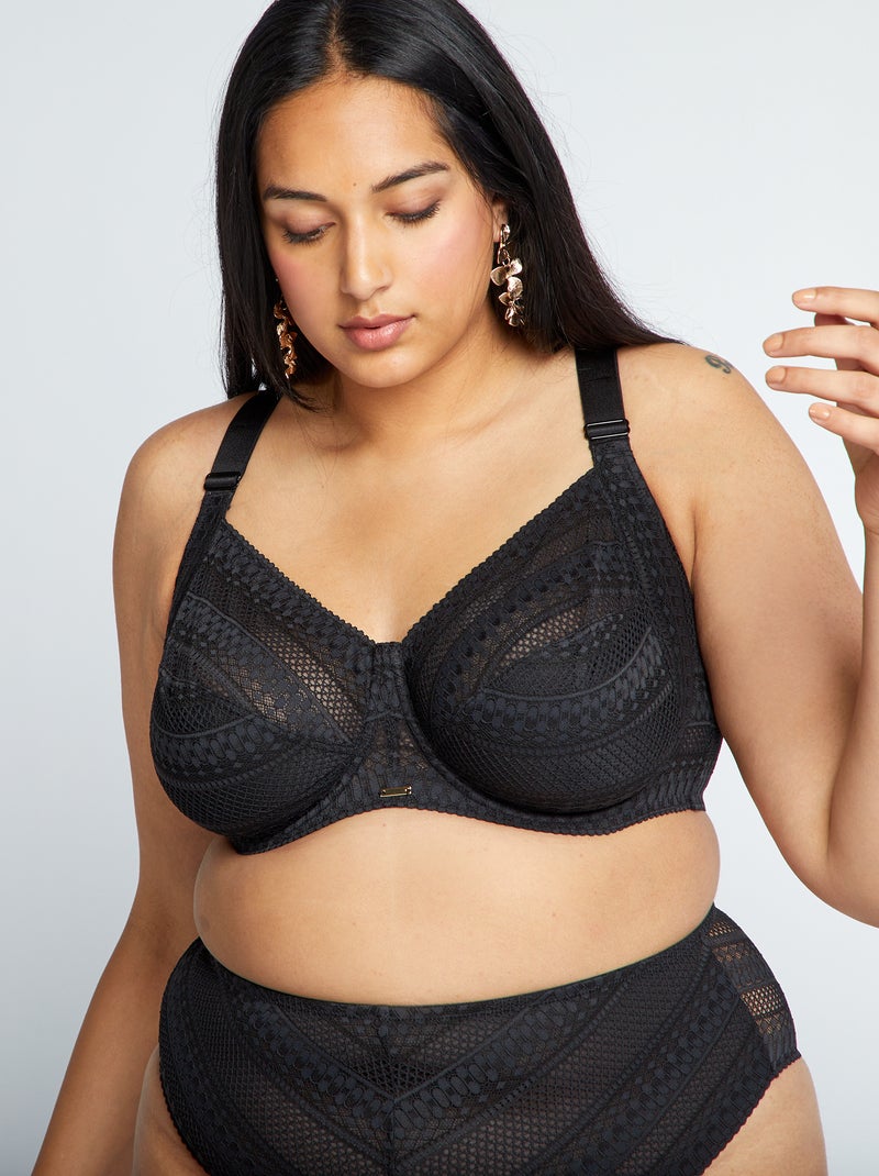 Soutien-gorge en dentelle dos nageur noir - Kiabi