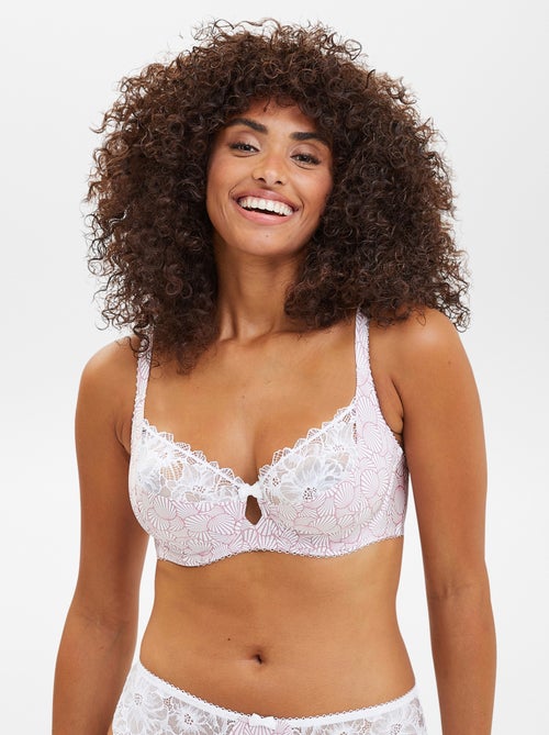 Soutien-gorge en dentelle et microfibre fantaisie 'Sans complexe' - Kiabi