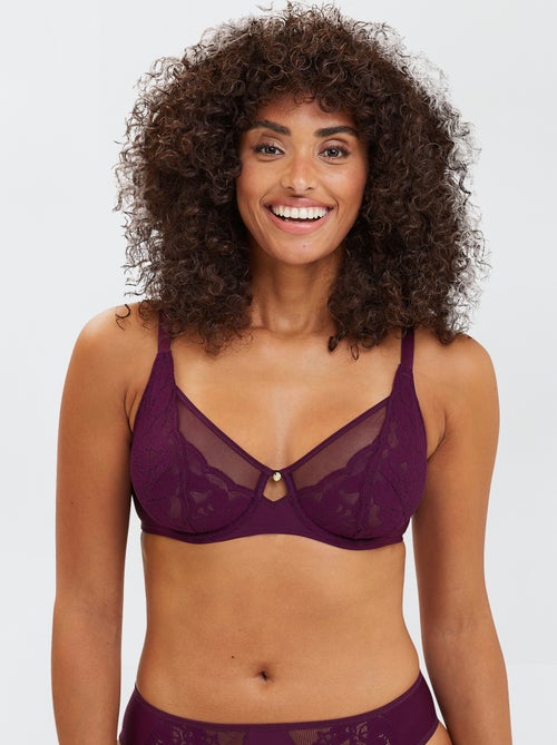 Soutien-gorge en dentelle et tulle avec armatures 'Sans Complexe' - Kiabi