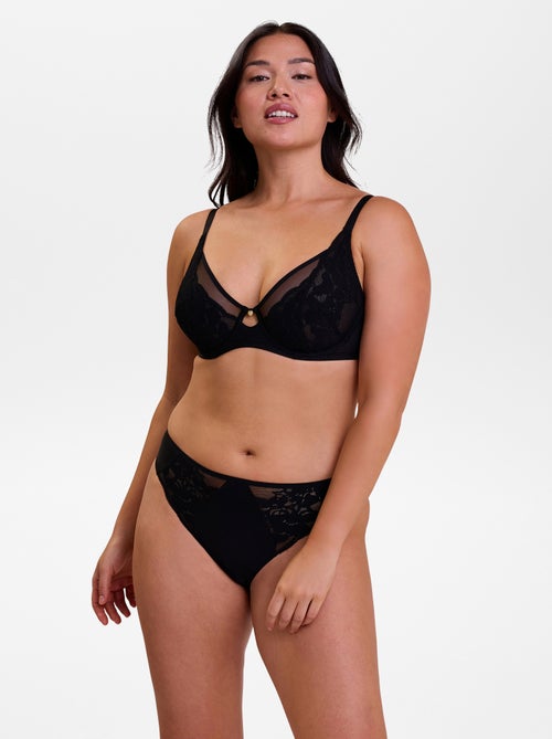 Soutien-gorge en dentelle, microfibre et tulle 'Sans complexe' - Kiabi